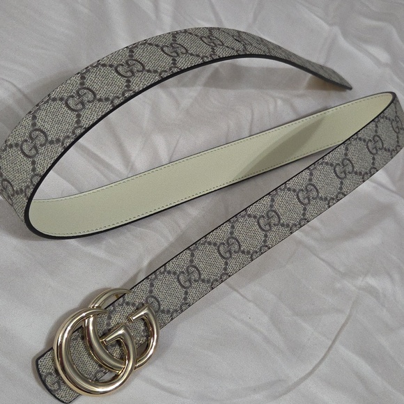 Skinny Gucci Reversible Monogram Belt Gold GG Buckle 90cm